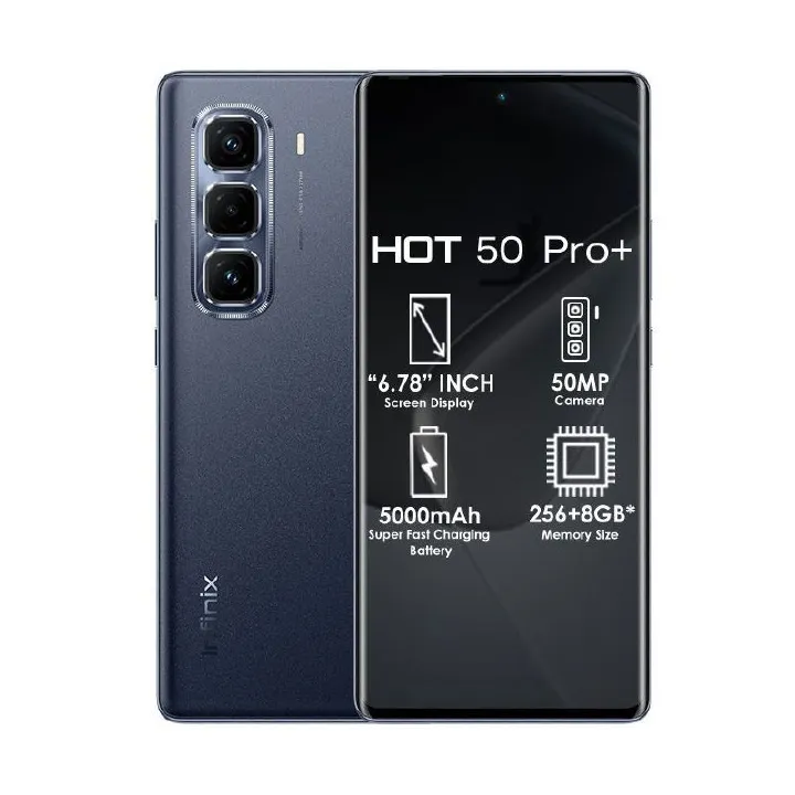 Infinix Hot 50 Pro Plus 256GB+16(8+8)GB 6.7" 3D-Curved AMOLED 120Hz Screen Phone 5000mAh With 33W Type-C 50MP Camera MTK Helio G100 Fingerprint Lock Hot 50 Pro+ Smart Phone