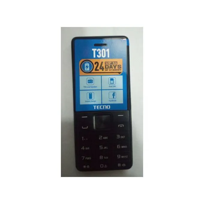 Tecno T 301, (Dual Sim). Button Phone, Torch, Memory Card Slot-Black TULITULI /KABAMBE /FEATURED PHONE