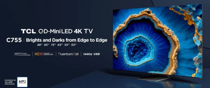 TCL 65 C755 65 Inch QLED PRO 4K Ultra HD Google TV With Dolby Vision & Dolby Atmos (2025)+1YR WARRANTY + 4 FREE GIFTS
