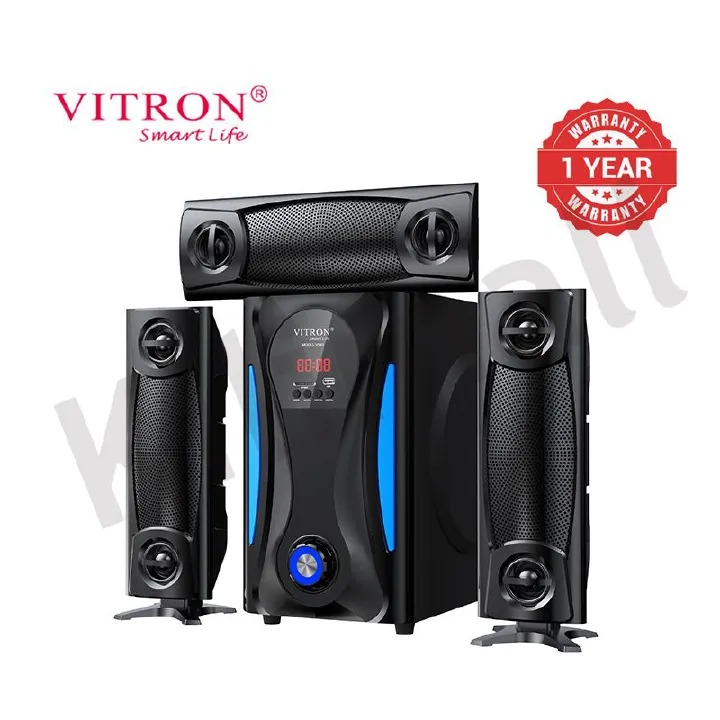 Vitron V643 3.1CH  X-Bass Home Theatre System with Remote Control V643 Bluetooth Woofer Speaker System Subwoofer Home Audio System USB SD MP3 FM Radio 10000W Black 10000W-1 YEAR WARRANTY
