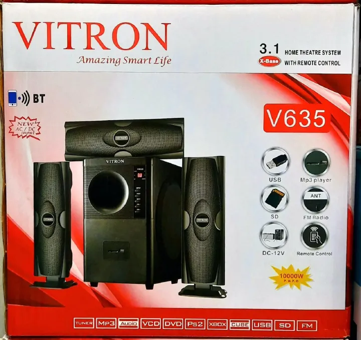 Brand New Vitron V635 3.1CH Woofer Multimedia X-Bass Speaker System Home Theatre System AC/DC Subwoofer Bluetooth Woofer USB/SD/FM Home Audio System with Remote Control