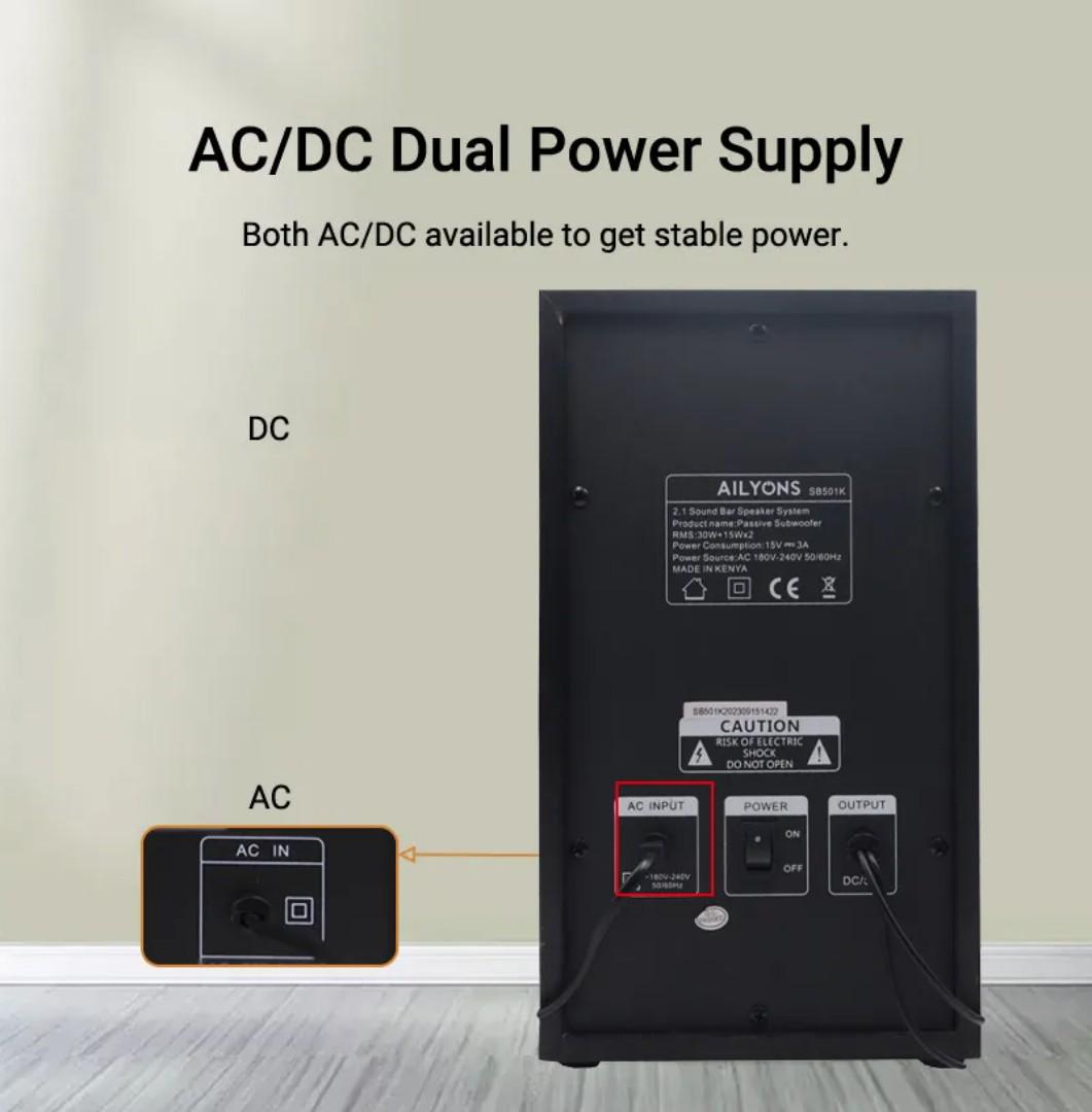 AILYONS SB501K 2.1CH Speaker System Woofer Sound Bar Subwoofer Soundbar Multimedia 18000W PMPO