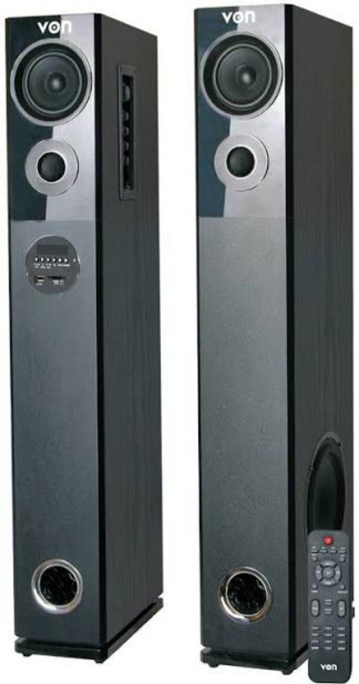 VON 2.0CH VEA2402ET Active Speaker Tall boy Subwoofer 240W RMS-1 year warranty