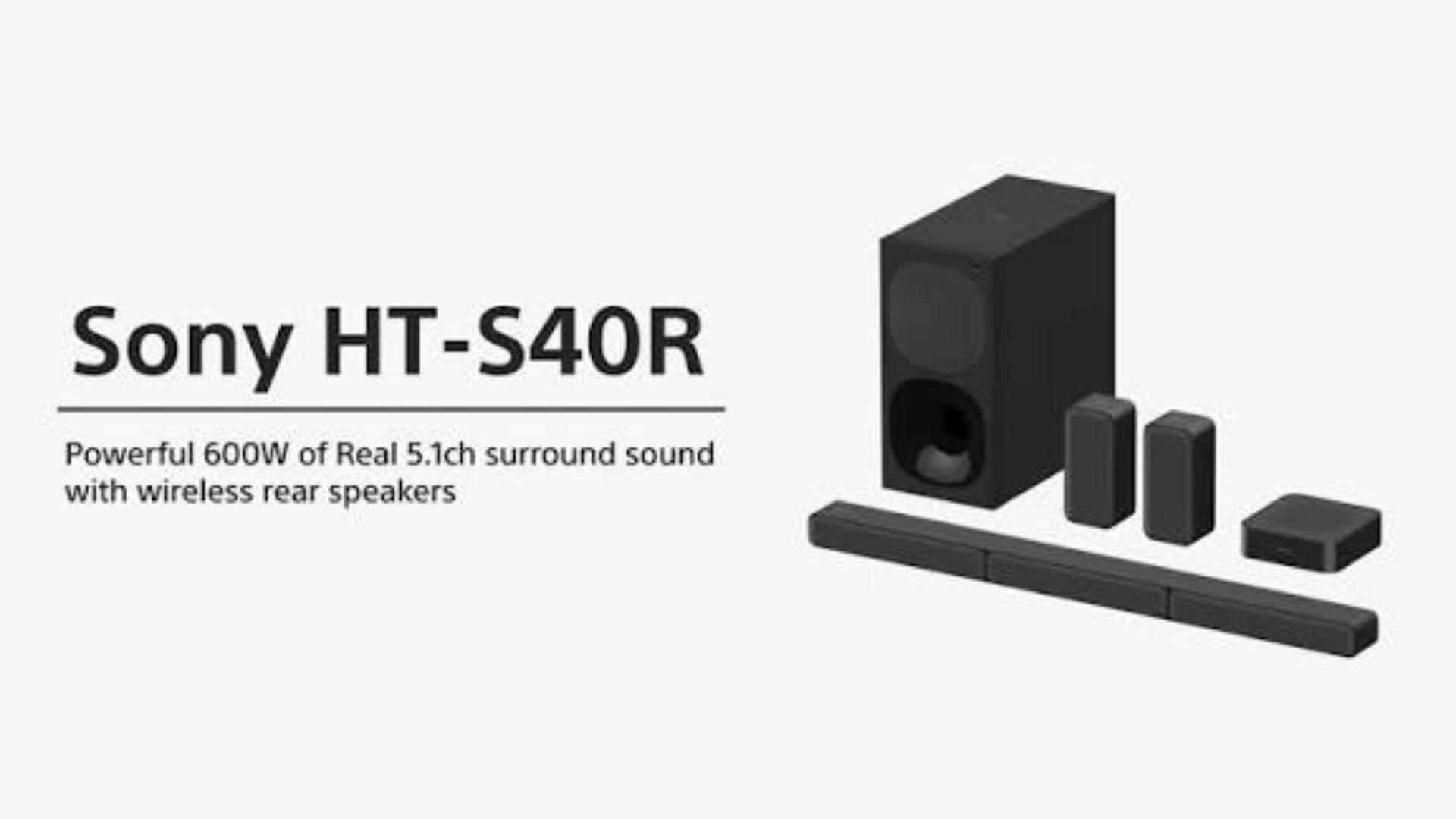 Sony HT-S40R Real 5.1ch Dolby Audio Soundbar for TV with Subwoofer & Wireless Rear Speakers, 5.1ch Home Theatre System (600W, Bluetooth & USB Connectivity, HDMI & Optical Connectivity