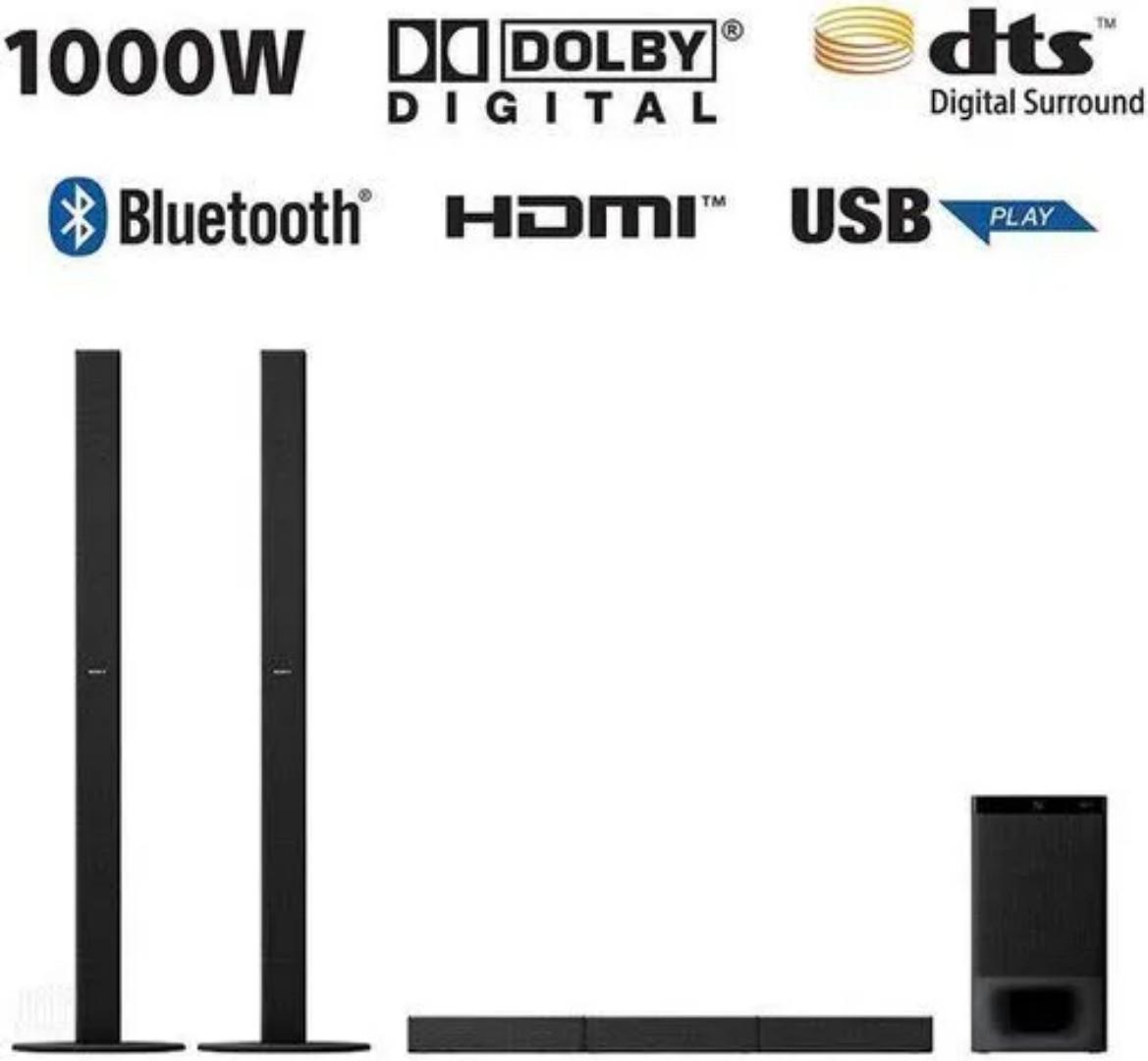 Sony HT-S700RF Real 5.1ch Dolby Audio Soundbar for TV with Tall boy Rear Speakers & Subwoofer, 5.1ch Home Theatre System (1000W, Bluetooth & USB Connectivity,HDMI & Optical Connectitvity)