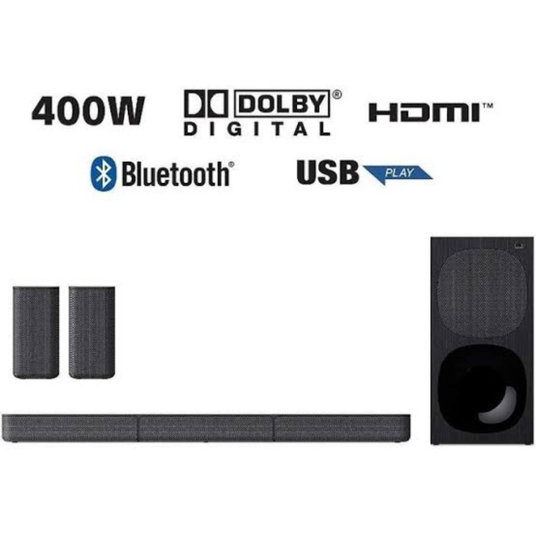 Sony HT-S20R Real 5.1ch Dolby Digital Soundbar for TV with subwoofer and Compact Rear Speakers, 5.1ch Home Theatre System (400W,Bluetooth & USB Connectivity, HDMI & Optical connectivity)