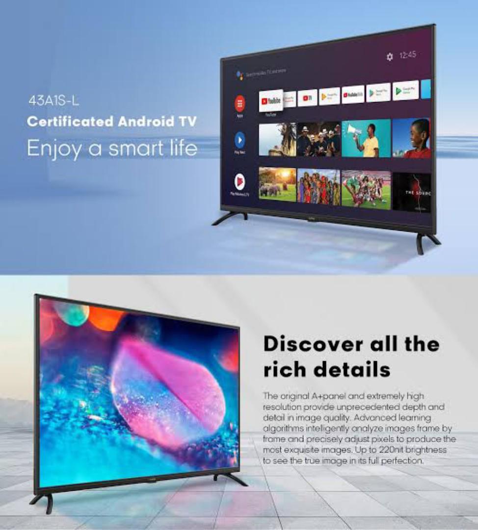 Syinix 43 Inch FHD 2K Smart Google TV Frameless Design A+ Panel, Voice Control, Dolby Audio, Bluetooth 16W Speakers-1 year warranty