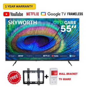 SKYWORTH 55 INCH  55G3A  4K UHD GOOGLE TV SMART  ANDROID  WITH  EYE CARE FRAMELESS BLUETOOTH ENABLED,YOUTUBE,NETFLIX -1 YEAR WARRANTY