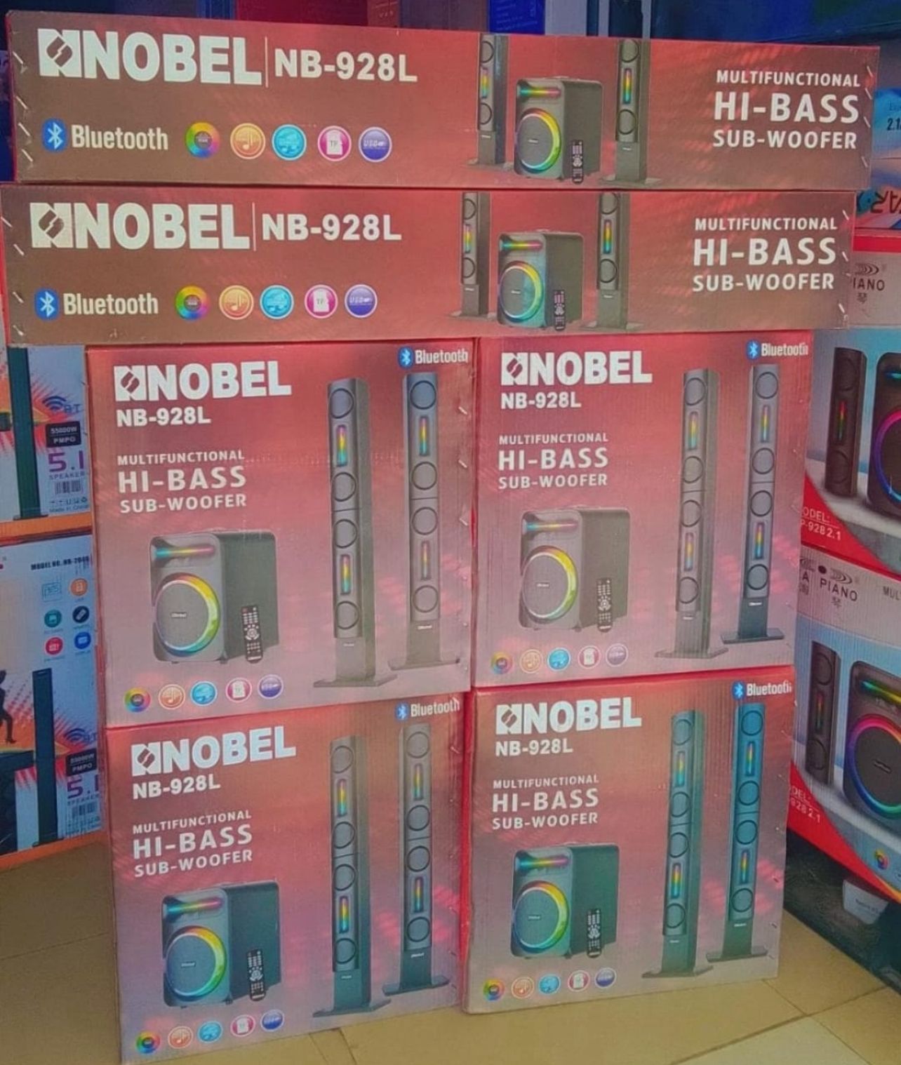 Nobel NB-928L Hi-Fi Tall Boy Woofer System, Bluetooth Subwoofer 5.1 Channel, Powerful Bass, USB/SD/FM Radio, Remote Control Home-1 year warranty