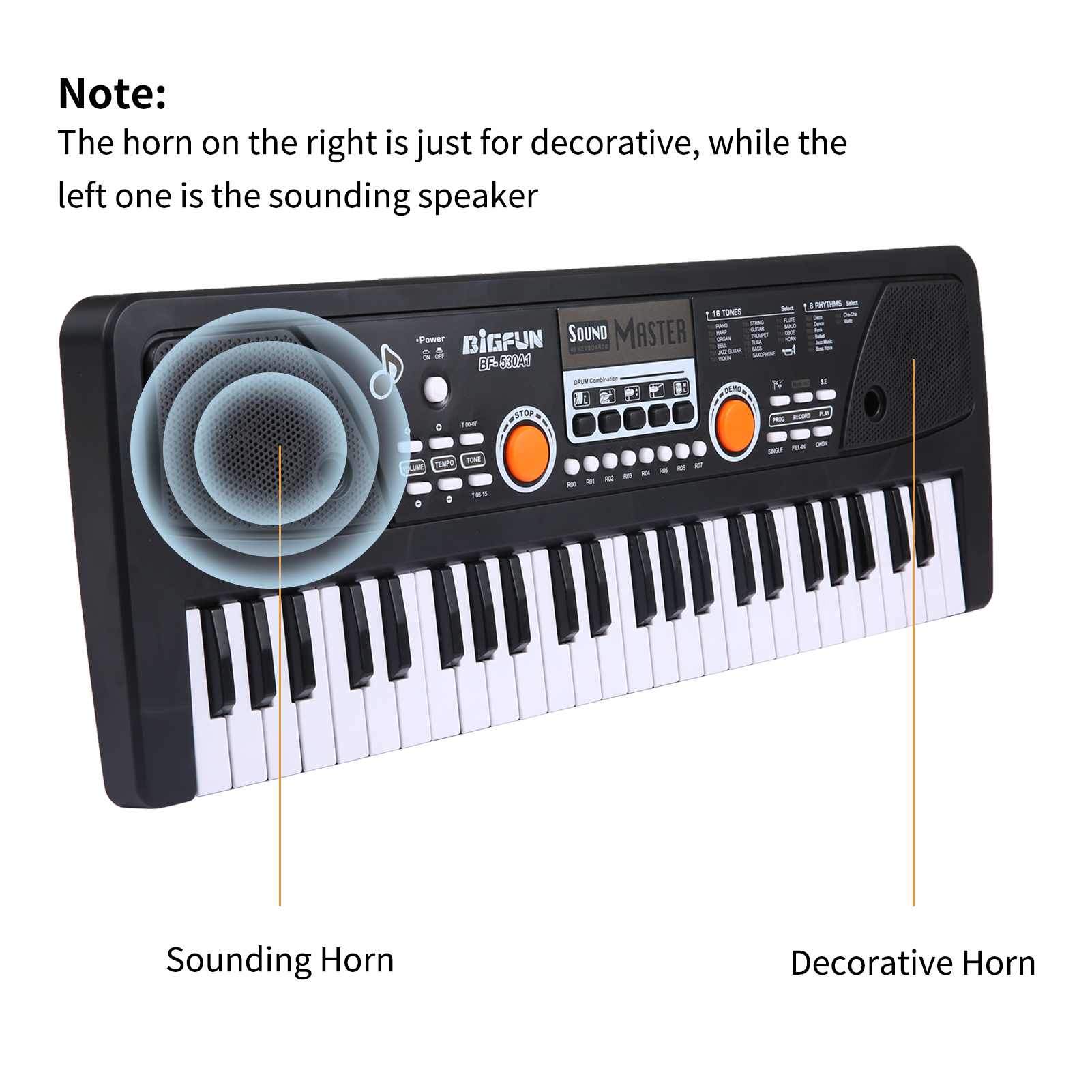 BIGFUN 37 Keys/49 Keys USB Electronic Organ Keyboard Piano Digital Music Electronic Keyboard with Microphone Black