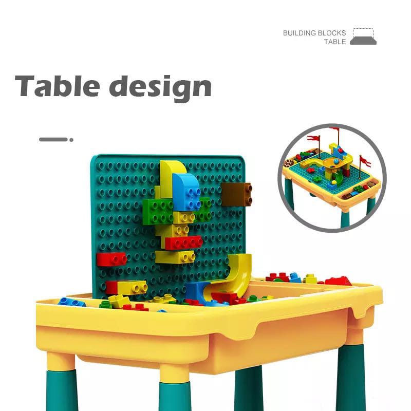 Children's Building Blocks Table Desk and Chairs Set Kids Activity Table, Building Blocks Table Toy Gift for Toddlers