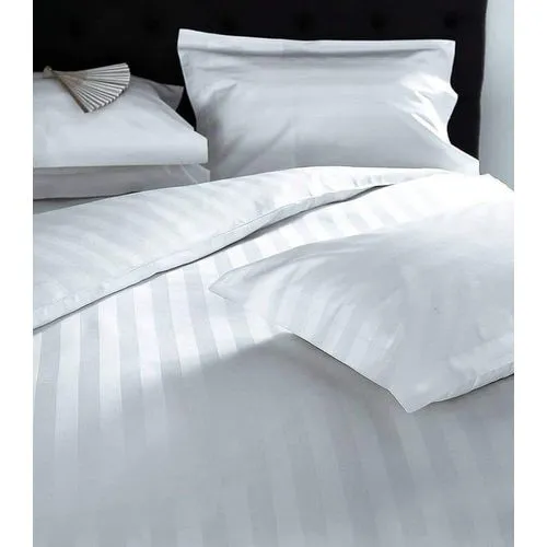 TC Egyptian White Stripped Soft Cotton 4 Set Bedsheets 2 Bed Sheet 2 Pillow Cases
