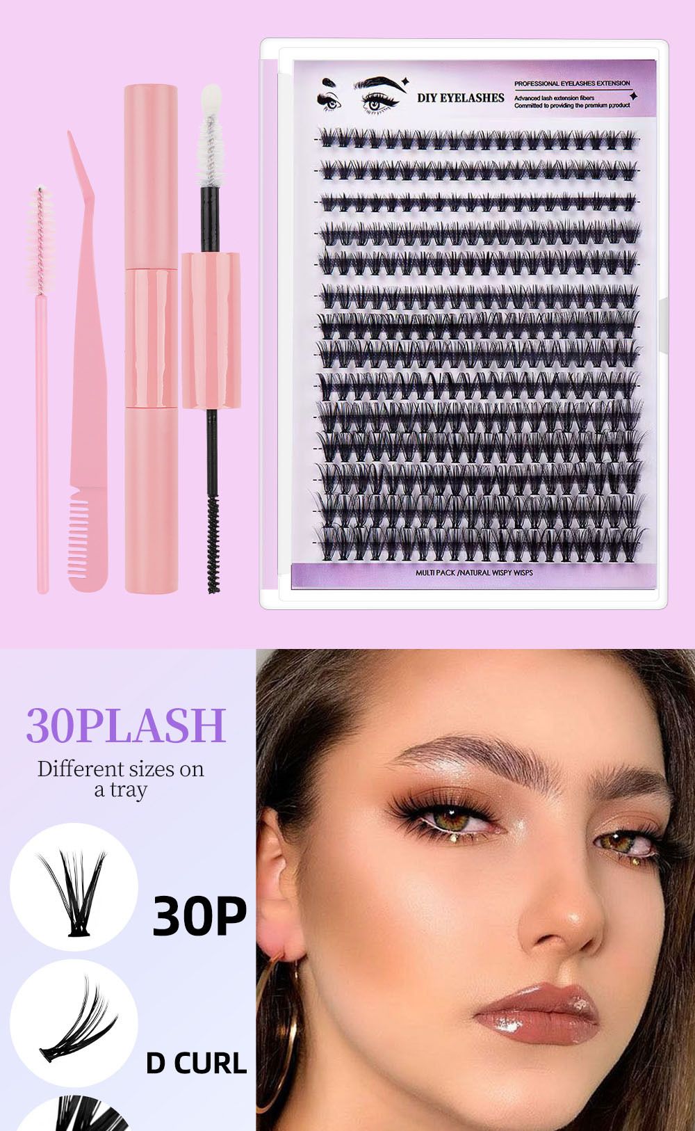 DIY 280clusters  False Eyelashes Multipack - Natural Volume, Reusable & Bulk Set