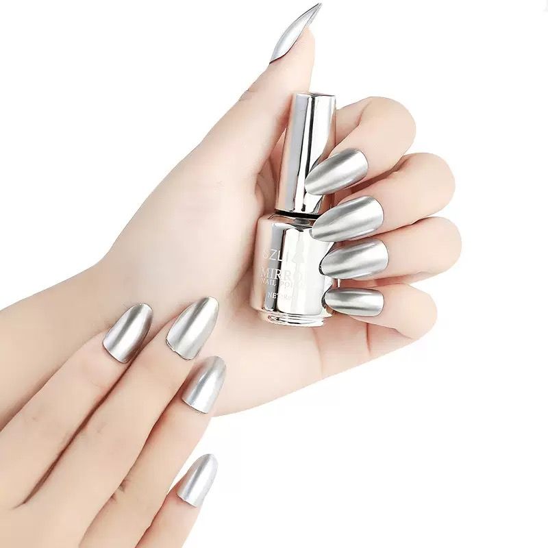 Nail Polish Metallic Mirror Effect Metal Long-Lasting Quick Dry Nail Lacquers, Shiny Chrome DIY Manicure