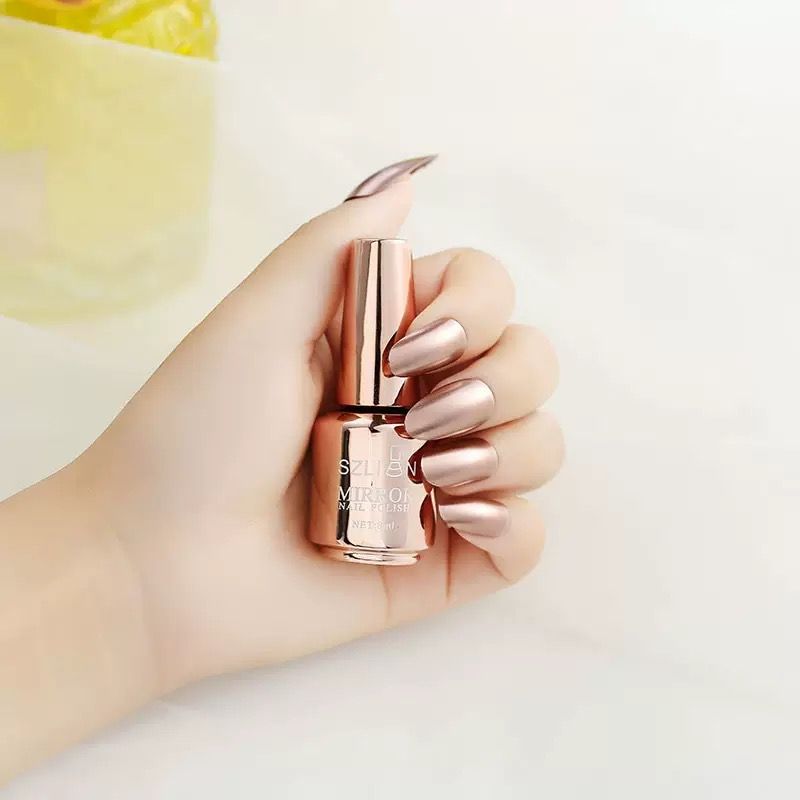 Nail Polish Metallic Mirror Effect Metal Long-Lasting Quick Dry Nail Lacquers, Shiny Chrome DIY Manicure