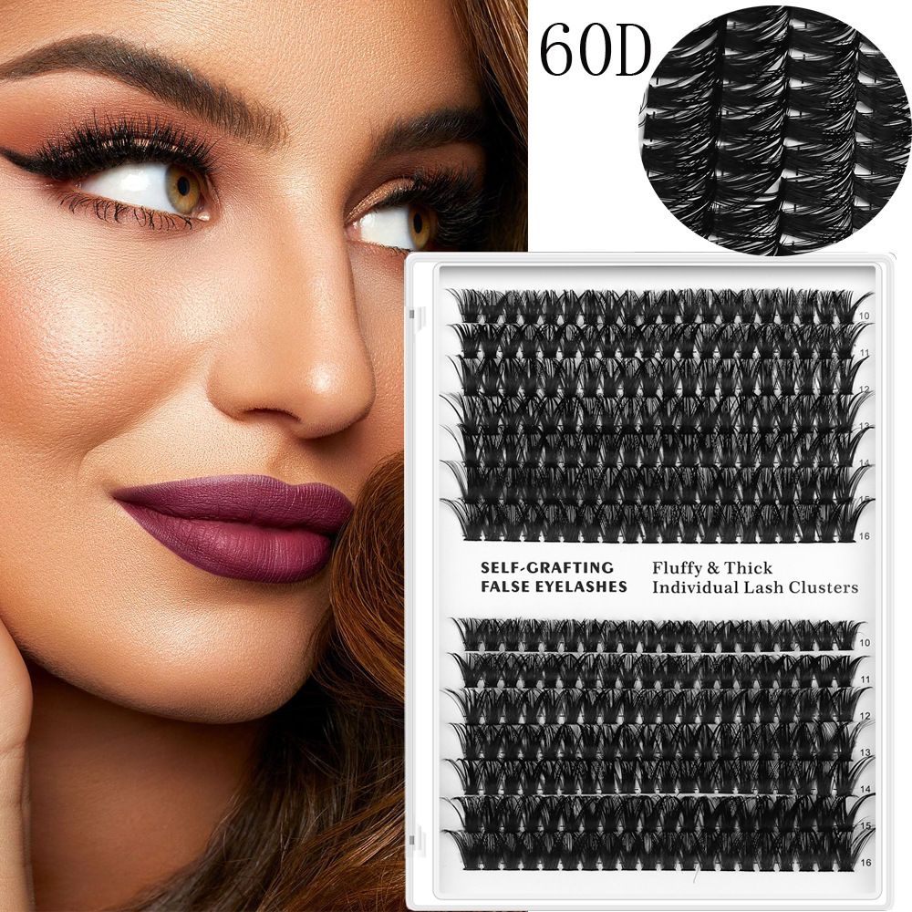 Professional 60D Volume False Eyelash Clusters - Natural-Looking Segmented Lashes with Heat-Resistant Grafting 14 Rows Curl Enhancing Eyelashes