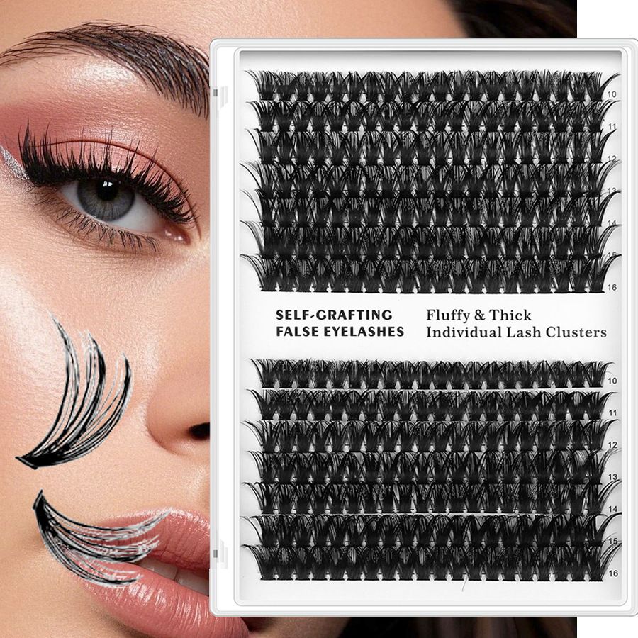 Professional 60D Volume False Eyelash Clusters - Natural-Looking Segmented Lashes with Heat-Resistant Grafting 14 Rows Curl Enhancing Eyelashes