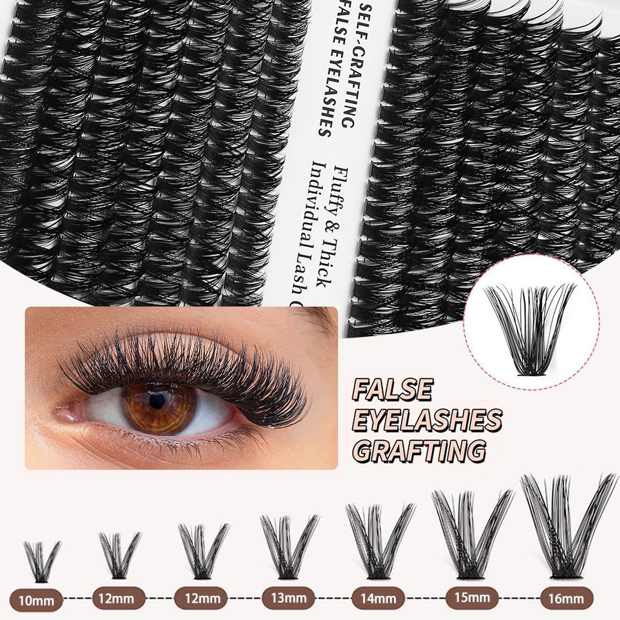 Professional 60D Volume False Eyelash Clusters - Natural-Looking Segmented Lashes with Heat-Resistant Grafting 14 Rows Curl Enhancing Eyelashes