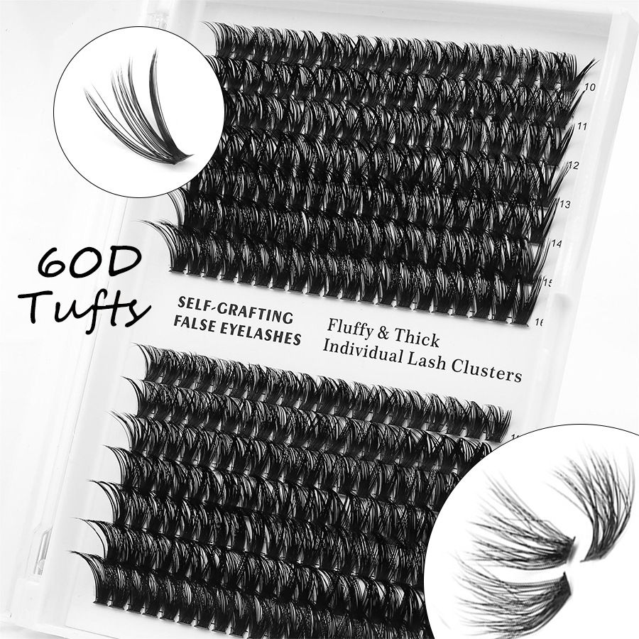 Professional 60D Volume False Eyelash Clusters - Natural-Looking Segmented Lashes with Heat-Resistant Grafting 14 Rows Curl Enhancing Eyelashes