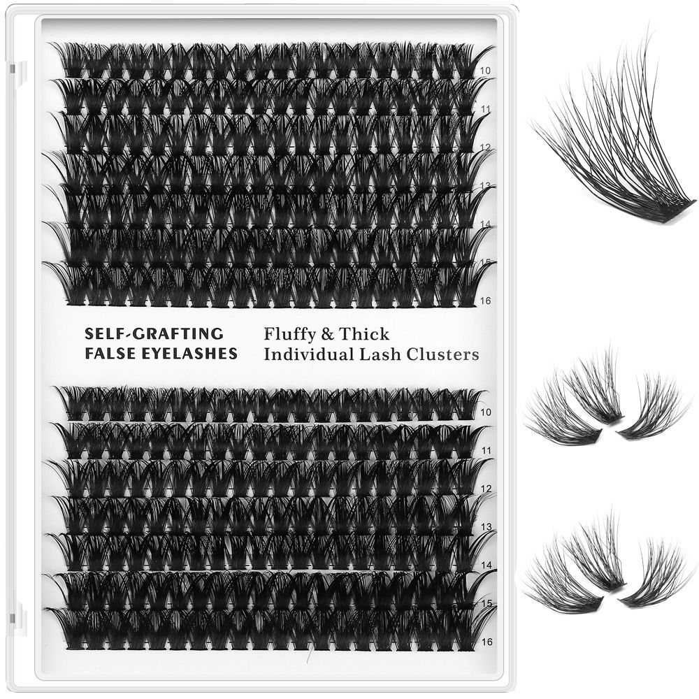 Professional 60D Volume False Eyelash Clusters - Natural-Looking Segmented Lashes with Heat-Resistant Grafting 14 Rows Curl Enhancing Eyelashes