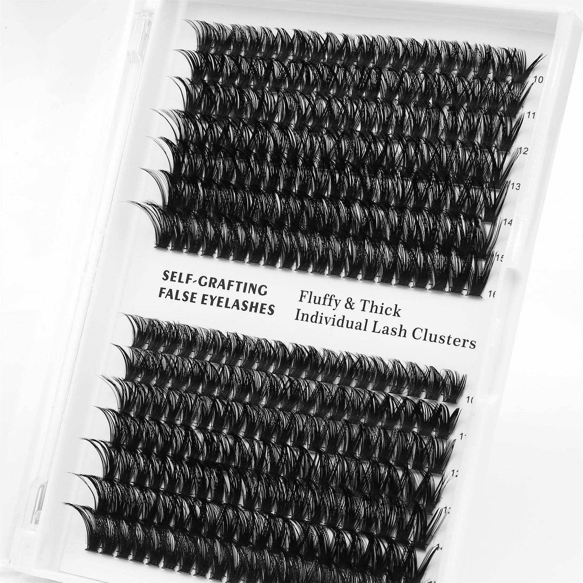 Professional 60D Volume False Eyelash Clusters - Natural-Looking Segmented Lashes with Heat-Resistant Grafting 14 Rows Curl Enhancing Eyelashes