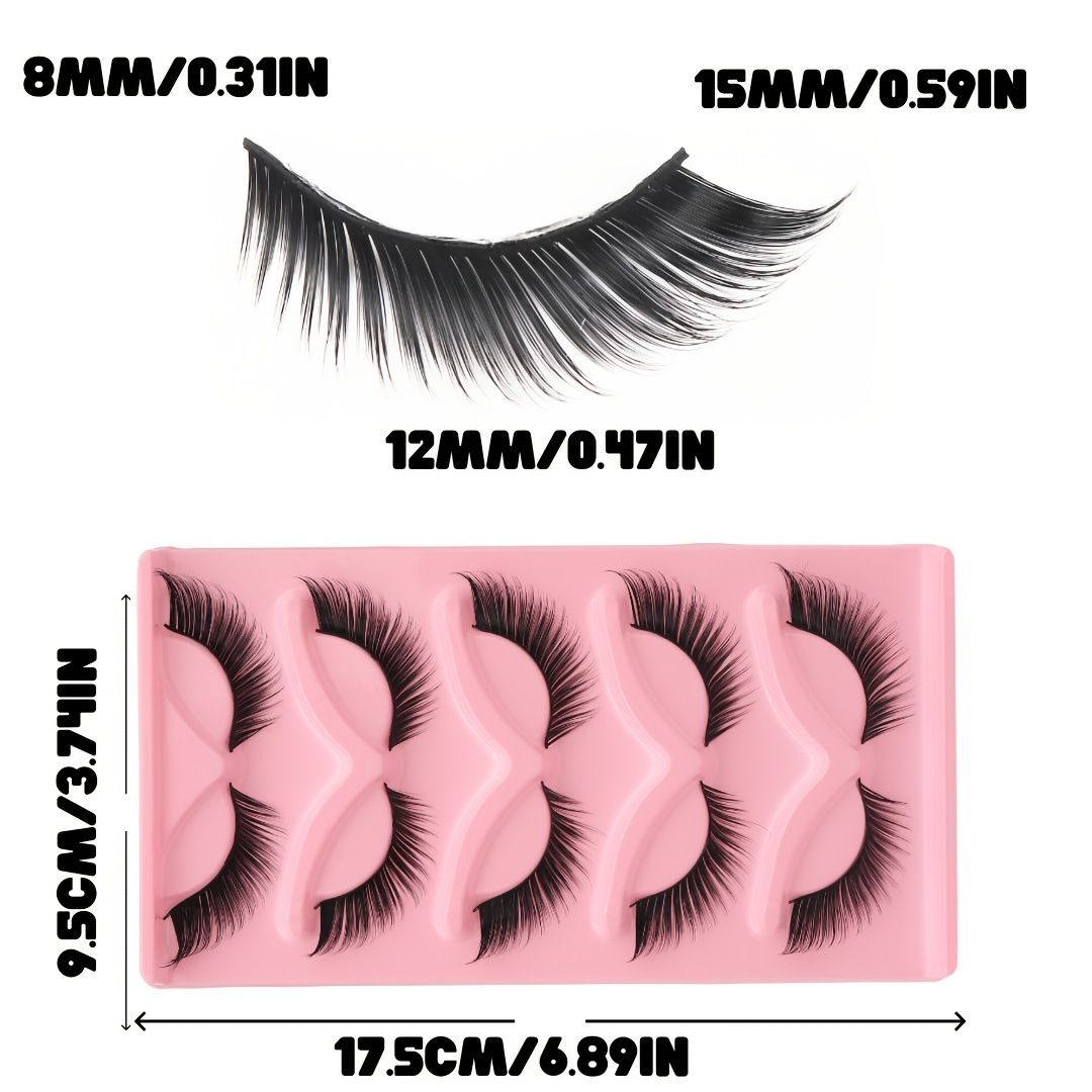 5 Pairs Cat Eye Lashes Wispy Fake Lashes Fluffy Cat Eye Lashes Extensions False Eyelashes 3D Natural Thick Simulation Lengthens Eyelashes Daily makeup.