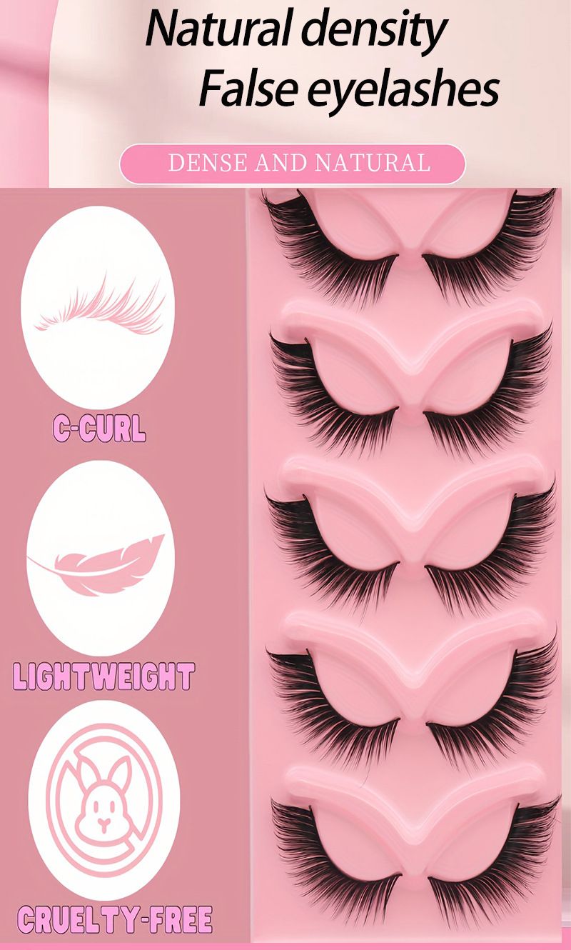 5 Pairs Cat Eye Lashes Wispy Fake Lashes Fluffy Cat Eye Lashes Extensions False Eyelashes 3D Natural Thick Simulation Lengthens Eyelashes Daily makeup.
