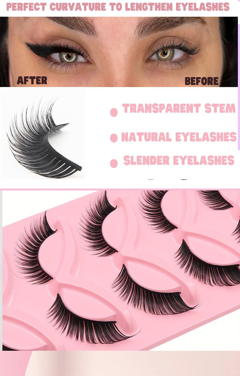 5 Pairs Cat Eye Lashes Wispy Fake Lashes Fluffy Cat Eye Lashes Extensions False Eyelashes 3D Natural Thick Simulation Lengthens Eyelashes Daily makeup.