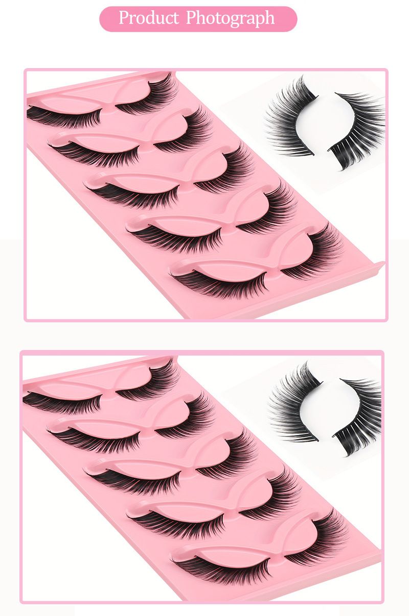 5 Pairs Cat Eye Lashes Wispy Fake Lashes Fluffy Cat Eye Lashes Extensions False Eyelashes 3D Natural Thick Simulation Lengthens Eyelashes Daily makeup.