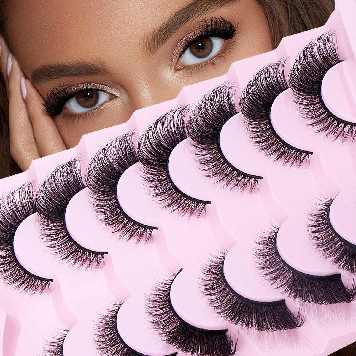 7 Pairs Cat Eye Lashes Wispy Fake Lashes Fluffy Cat Eye Lashes Extensions False Eyelashes  false eyelash set, large capacity dense single cluster of false eyelashes（30D/40D/50D/60D/80D/100D）