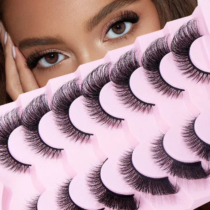 7 Pairs Cat Eye Lashes Wispy Fake Lashes Fluffy Cat Eye Lashes Extensions False Eyelashes  false eyelash set, large capacity dense single cluster of false eyelashes（30D/40D/50D/60D/80D/100D）