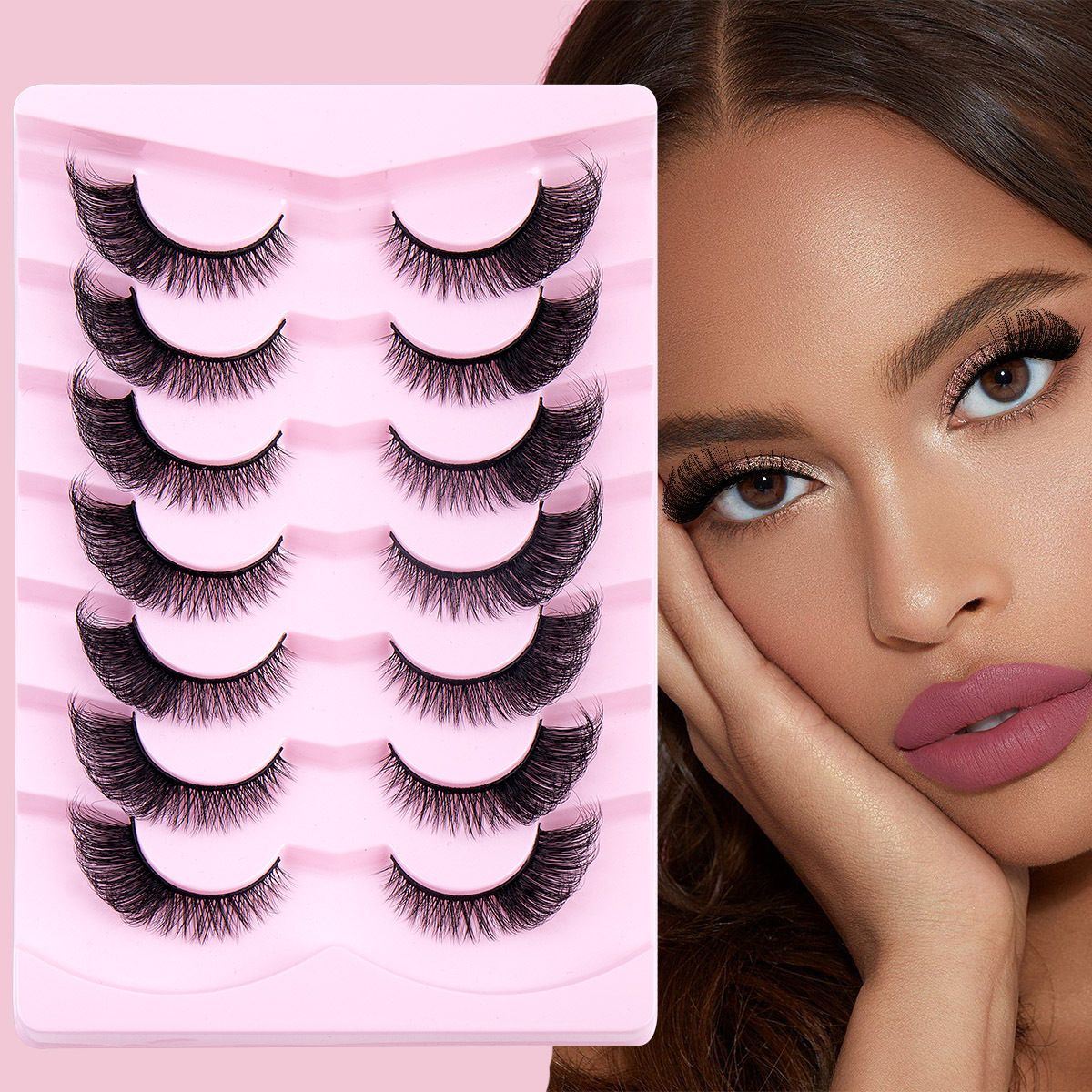 7 Pairs Cat Eye Lashes Wispy Fake Lashes Fluffy Cat Eye Lashes Extensions False Eyelashes  false eyelash set, large capacity dense single cluster of false eyelashes（30D/40D/50D/60D/80D/100D）