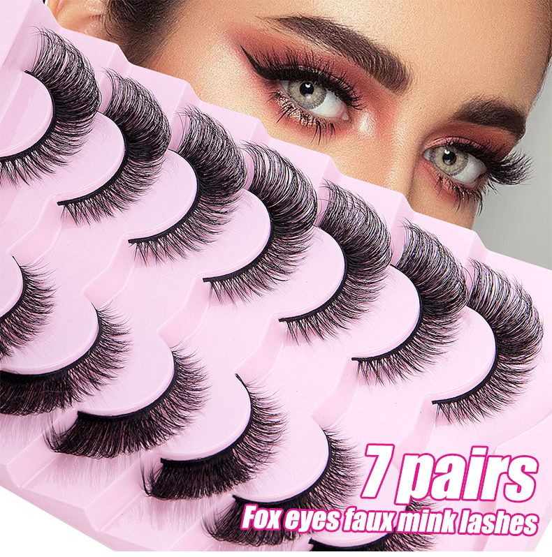 7 Pairs Cat Eye Lashes Wispy Fake Lashes Fluffy Cat Eye Lashes Extensions False Eyelashes  false eyelash set, large capacity dense single cluster of false eyelashes（30D/40D/50D/60D/80D/100D）