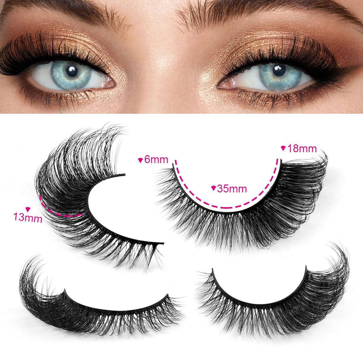 7 Pairs Cat Eye Lashes Wispy Fake Lashes Fluffy Cat Eye Lashes Extensions False Eyelashes  false eyelash set, large capacity dense single cluster of false eyelashes（30D/40D/50D/60D/80D/100D）
