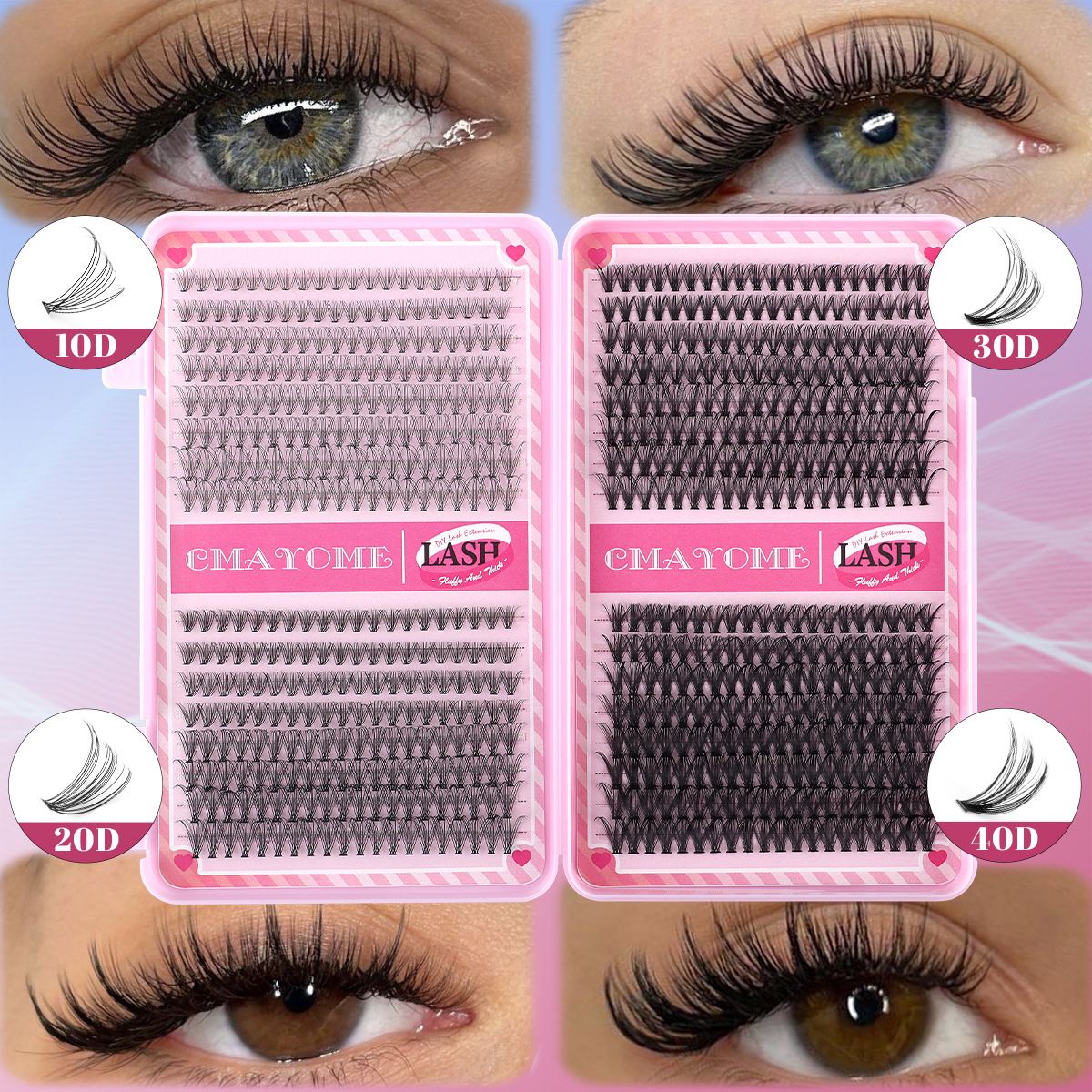 Hot-Melt Multi-Hairs Of False Eyelashes, Large-Capacity Dense D Roll 10D-100D False Eyelashes Book Set Four Types Of Thick False Eyelashes