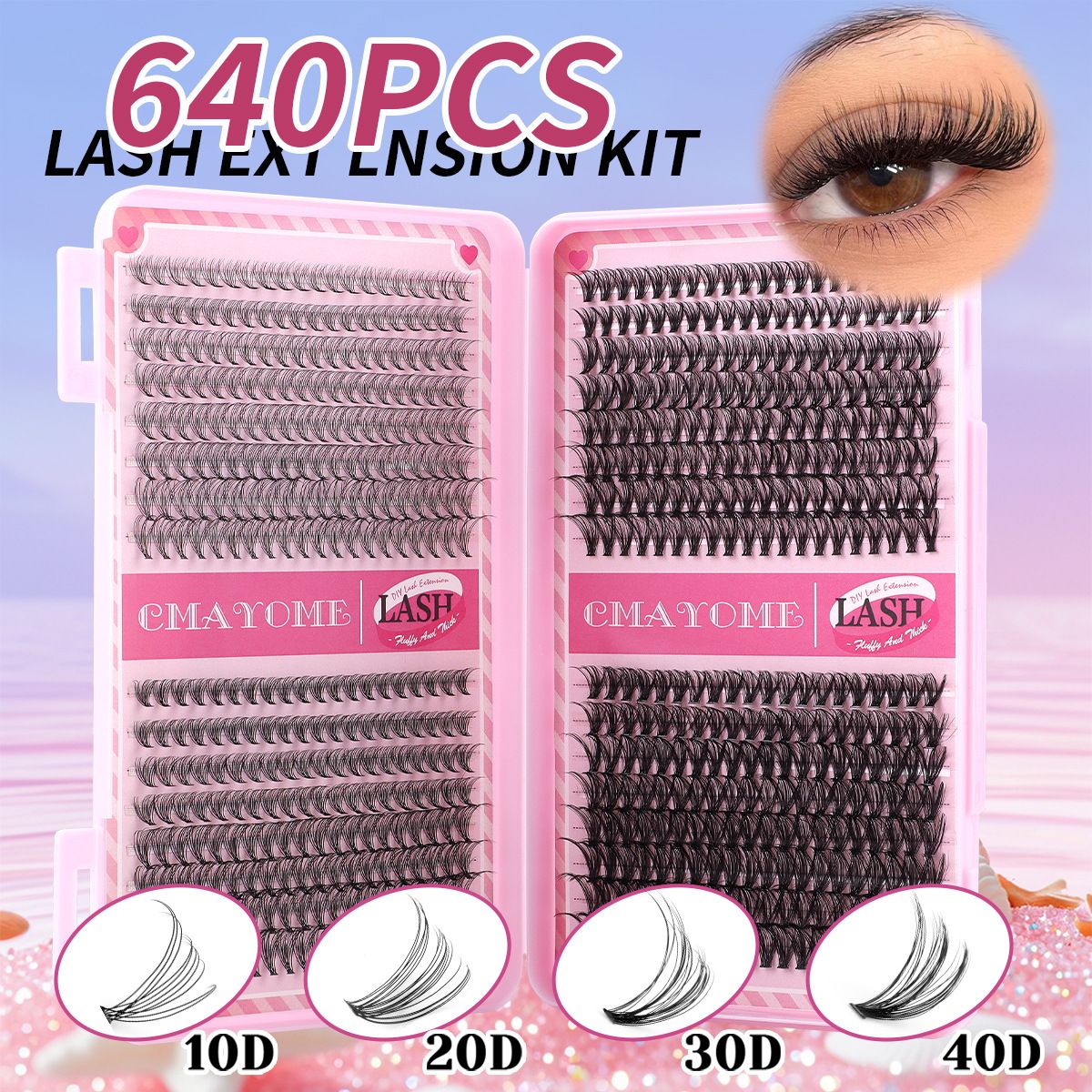Hot-Melt Multi-Hairs Of False Eyelashes, Large-Capacity Dense D Roll 10D-100D False Eyelashes Book Set Four Types Of Thick False Eyelashes