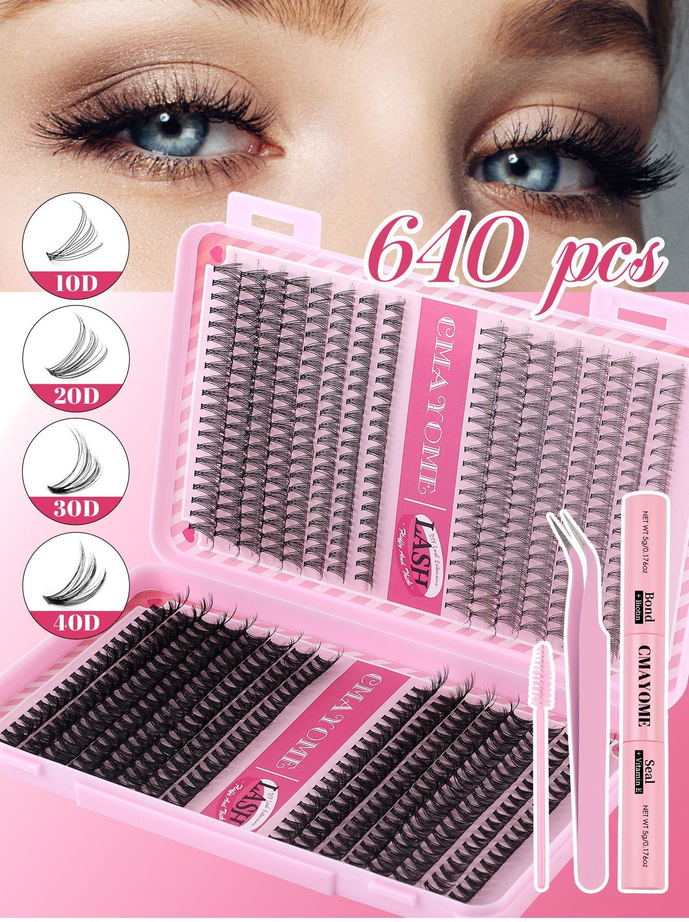 Hot-Melt Multi-Hairs Of False Eyelashes, Large-Capacity Dense D Roll 10D-100D False Eyelashes Book Set Four Types Of Thick False Eyelashes