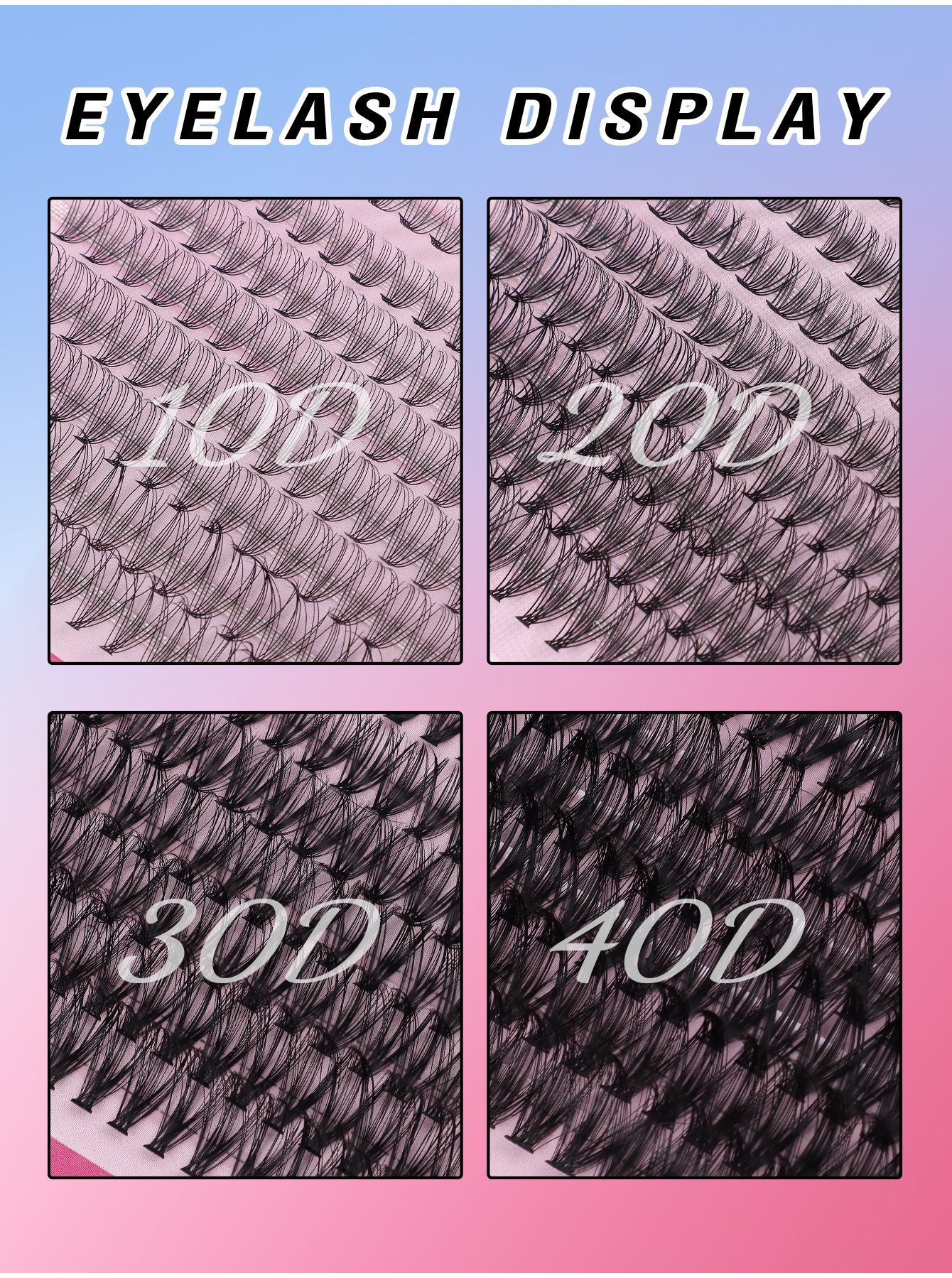Hot-Melt Multi-Hairs Of False Eyelashes, Large-Capacity Dense D Roll 10D-100D False Eyelashes Book Set Four Types Of Thick False Eyelashes