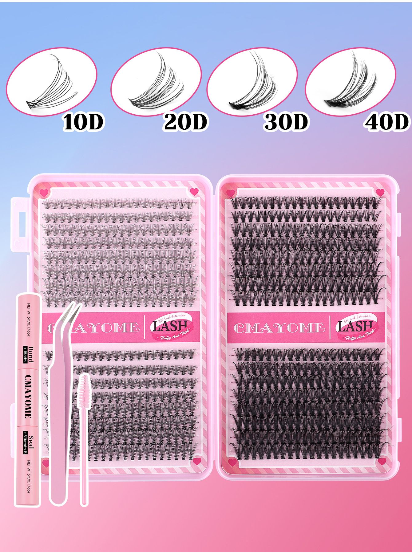 Hot-Melt Multi-Hairs Of False Eyelashes, Large-Capacity Dense D Roll 10D-100D False Eyelashes Book Set Four Types Of Thick False Eyelashes