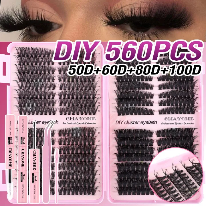 576 Tufts of Dense D-curl  Single Tuft False Eyelashes Naturally Light and 10-16mm DIY Segmented Self-grafting 576 clusters False eyelashes Natural thick false eyelashes