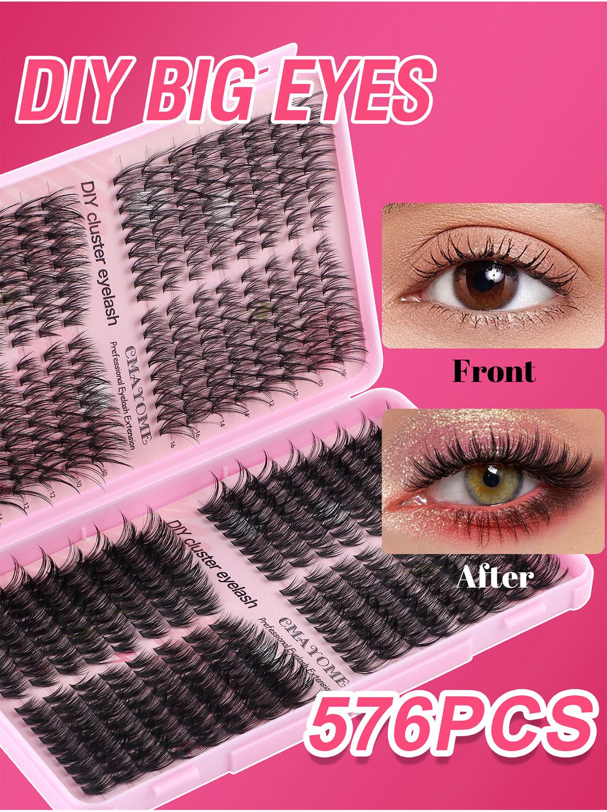 576 Tufts of Dense D-curl  Single Tuft False Eyelashes Naturally Light and 10-16mm DIY Segmented Self-grafting 576 clusters False eyelashes Natural thick false eyelashes