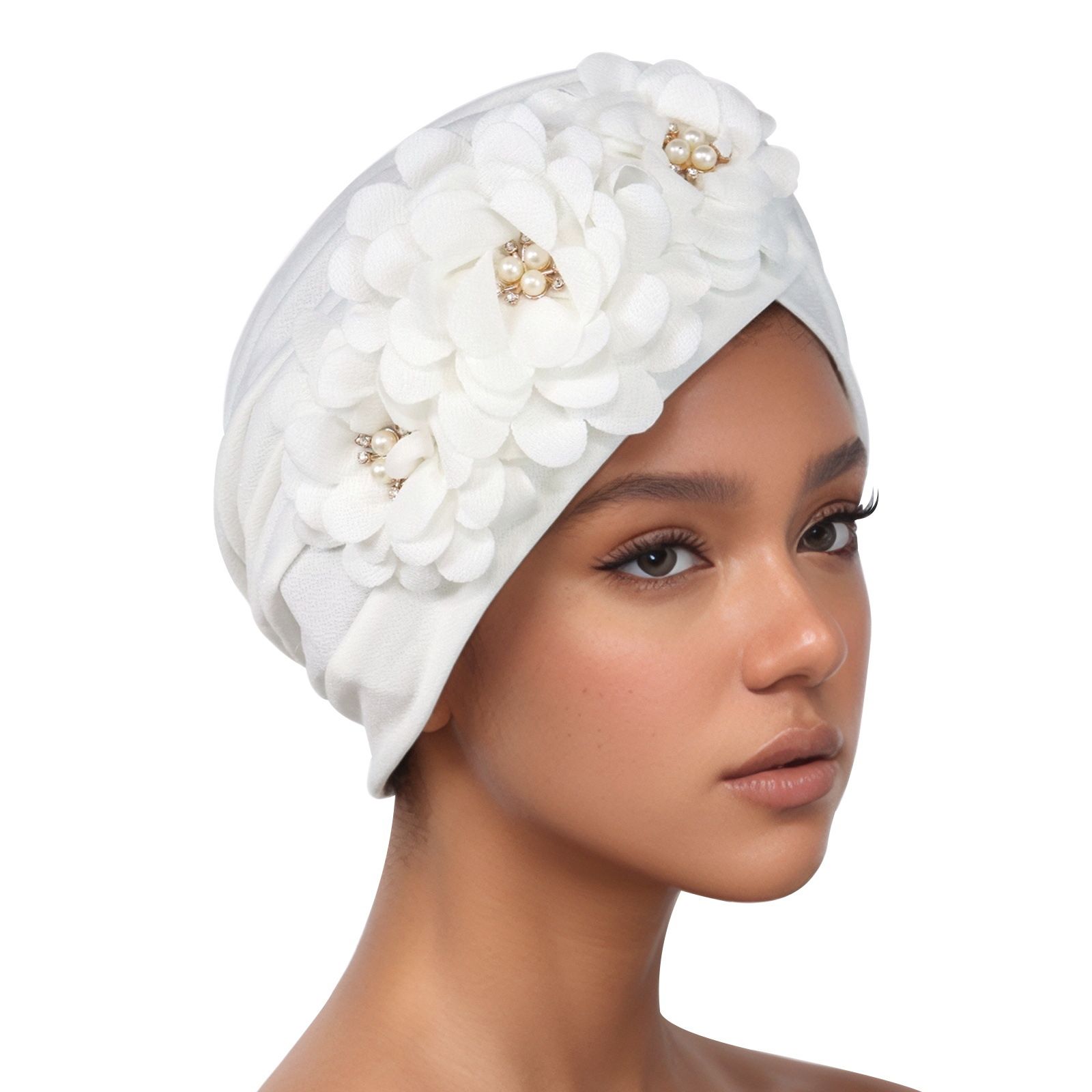 Cotton Solid Folds Pearl Muslim Turban Scarf Women Islamic Inner Hijab Caps Arab Wrap Head Hats Mujer 100% Turban Bonnet Cap Pretied Turban Head Hair Accessories Women Hats Caps Muslim Turban