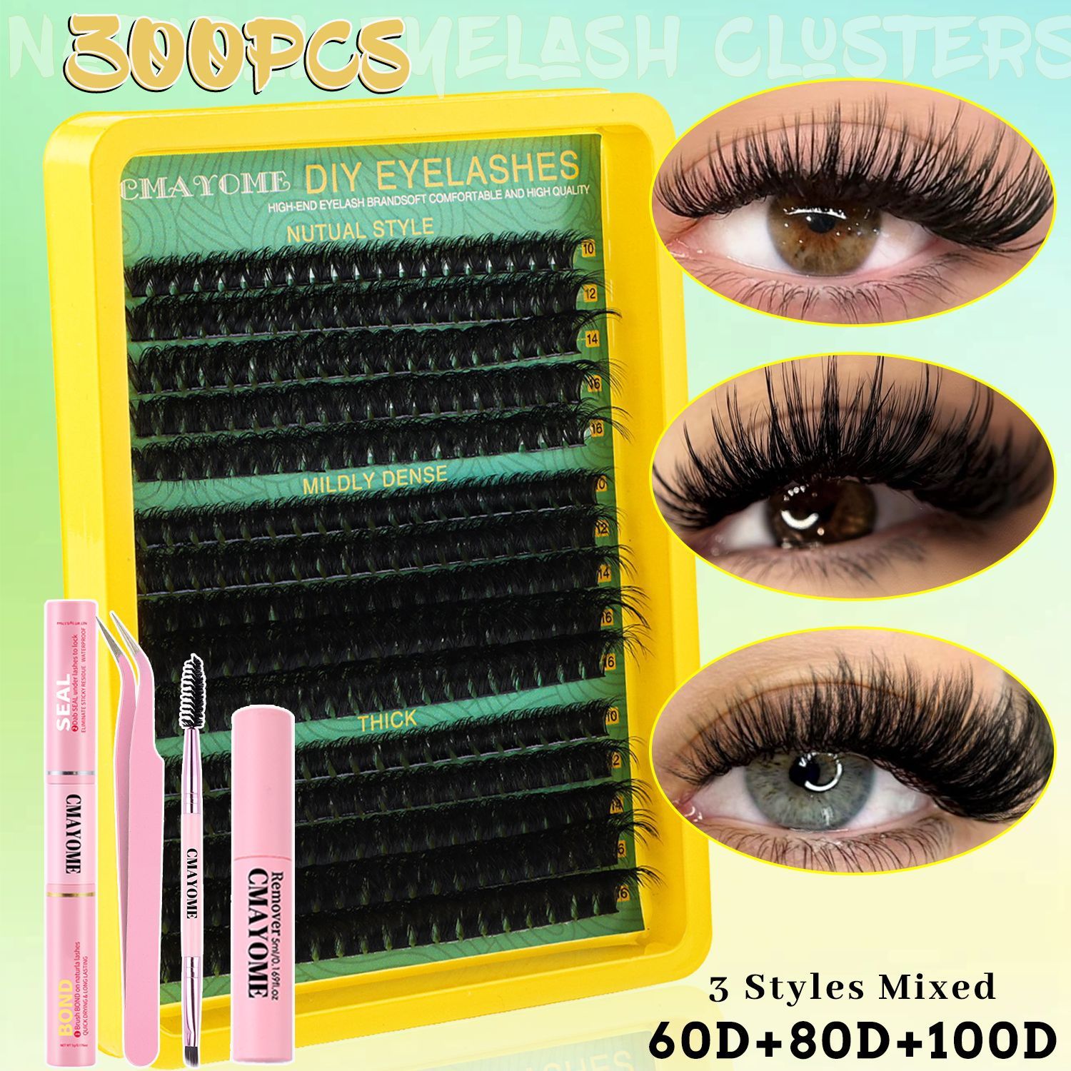 Single-cluster Segmented 3 Mixed Eyelash Glue Tweezers Set D Warping Natural Thick Eyelashes  Classic Individual Eyelash Extension Lashes Matte Black Professional Extension Individual Eyelashes