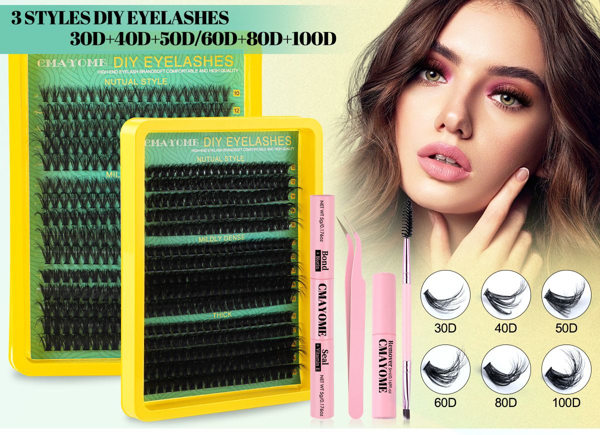 Single-cluster Segmented 3 Mixed Eyelash Glue Tweezers Set D Warping Natural Thick Eyelashes  Classic Individual Eyelash Extension Lashes Matte Black Professional Extension Individual Eyelashes