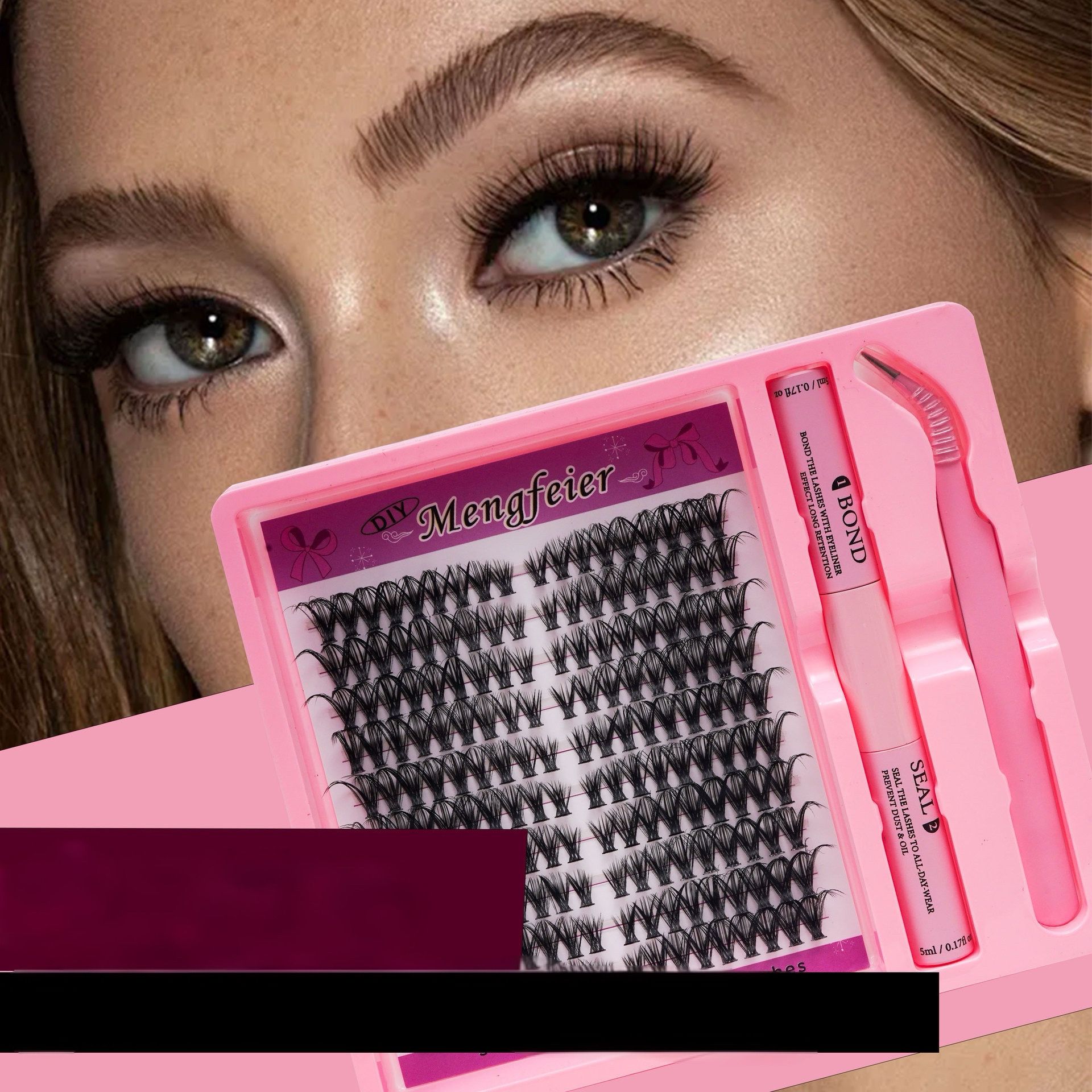 40P 80P Upgraded Self-grafting False Eyelashes D-warping Large Row Segmented Single-cluster DIY Eyelash Set 10 rows with large capacity glue tweezers set eyelashes combination 80D+40D