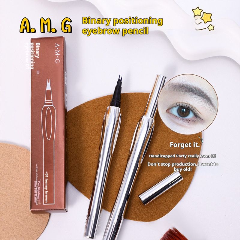 A.M.G New Waterproof Natural Eyebrow Pen Four-claw Eye Brow Tint Fork Tip Eyebrow Tattoo Pencil waterproof and sweat-proof natural stereoscopic wild eyebrow eyeliner is a multi-purpose eyebrow pencil.