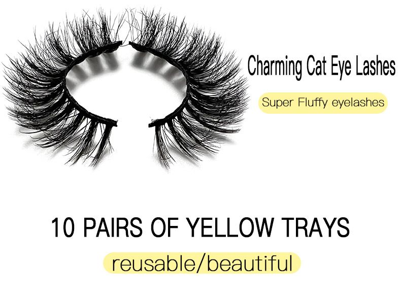 Mink Lashes Volume False Eyelashes 18mm Thick Fake Lashes 8D Volume Cat Eye Lashes Natural Look Like Lash Extension 10Pairs Pack