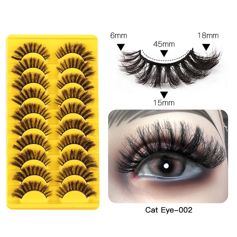 Mink Lashes Volume False Eyelashes 18mm Thick Fake Lashes 8D Volume Cat Eye Lashes Natural Look Like Lash Extension 10Pairs Pack