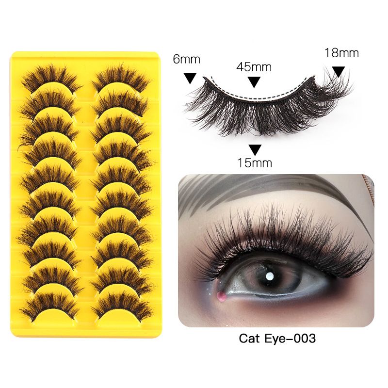 Mink Lashes Volume False Eyelashes 18mm Thick Fake Lashes 8D Volume Cat Eye Lashes Natural Look Like Lash Extension 10Pairs Pack