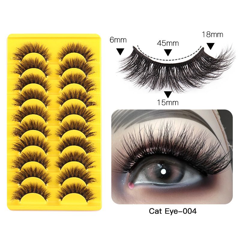 Mink Lashes Volume False Eyelashes 18mm Thick Fake Lashes 8D Volume Cat Eye Lashes Natural Look Like Lash Extension 10Pairs Pack